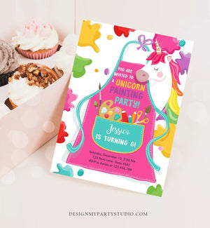 Editable Unicorn Painting Party Invitation Art Party Birthday Invite Girl Paint Craft Party Download Printable Template Digital Corjl 0319