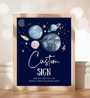 Editable Custom Sign Space Birthday Sign Galaxy Birthday Outer Space Party Decor Boy Astronaut Planets 8x10 Download PRINTABLE Corjl 0357