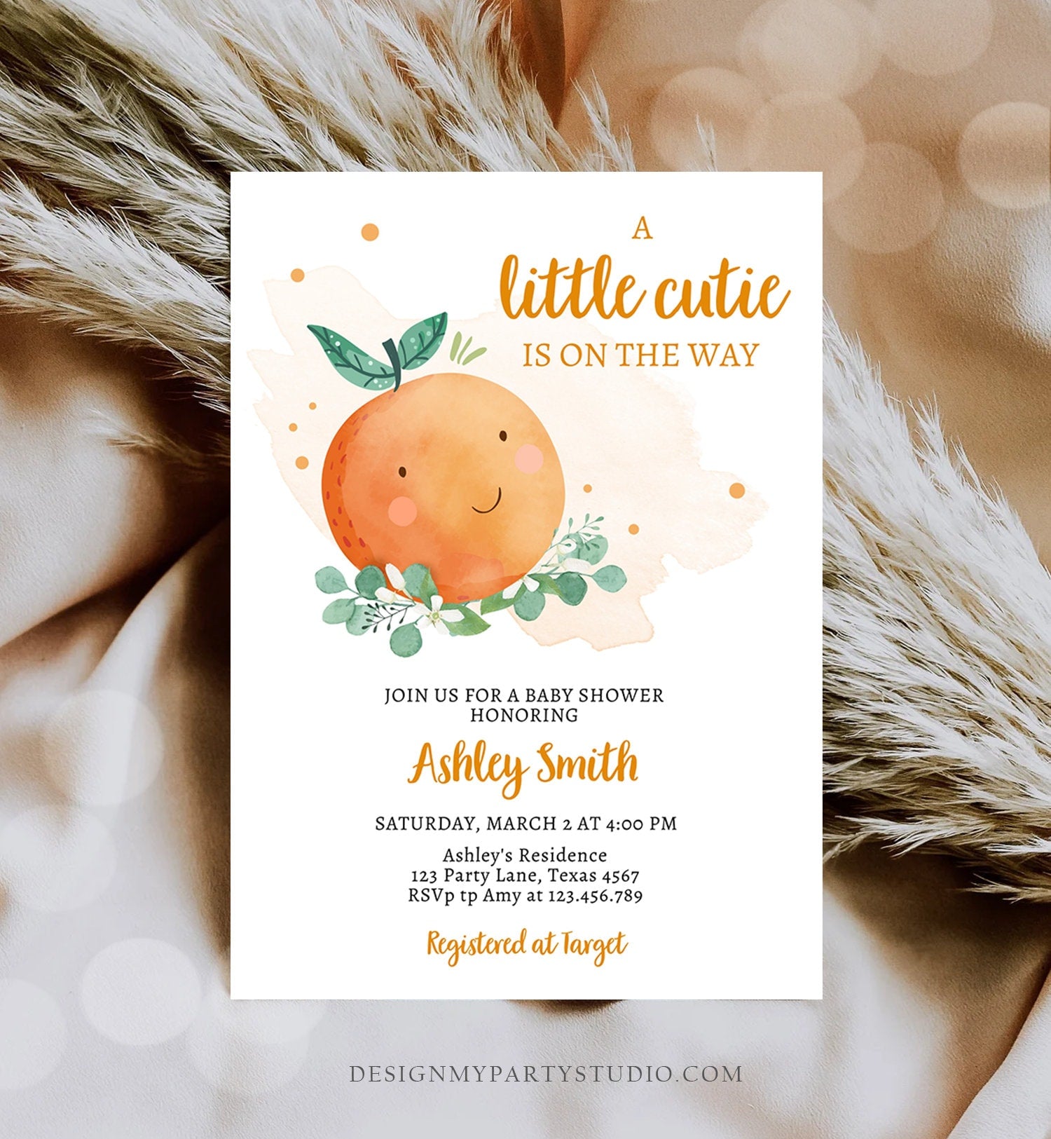 Editable Little Cutie Baby Shower Invitation Little Cutie On The Way G - Design My Party Studio editable-little-cutie-baby-shower-invitation-little-cutie-on-the-way-g-design-my-party-studio