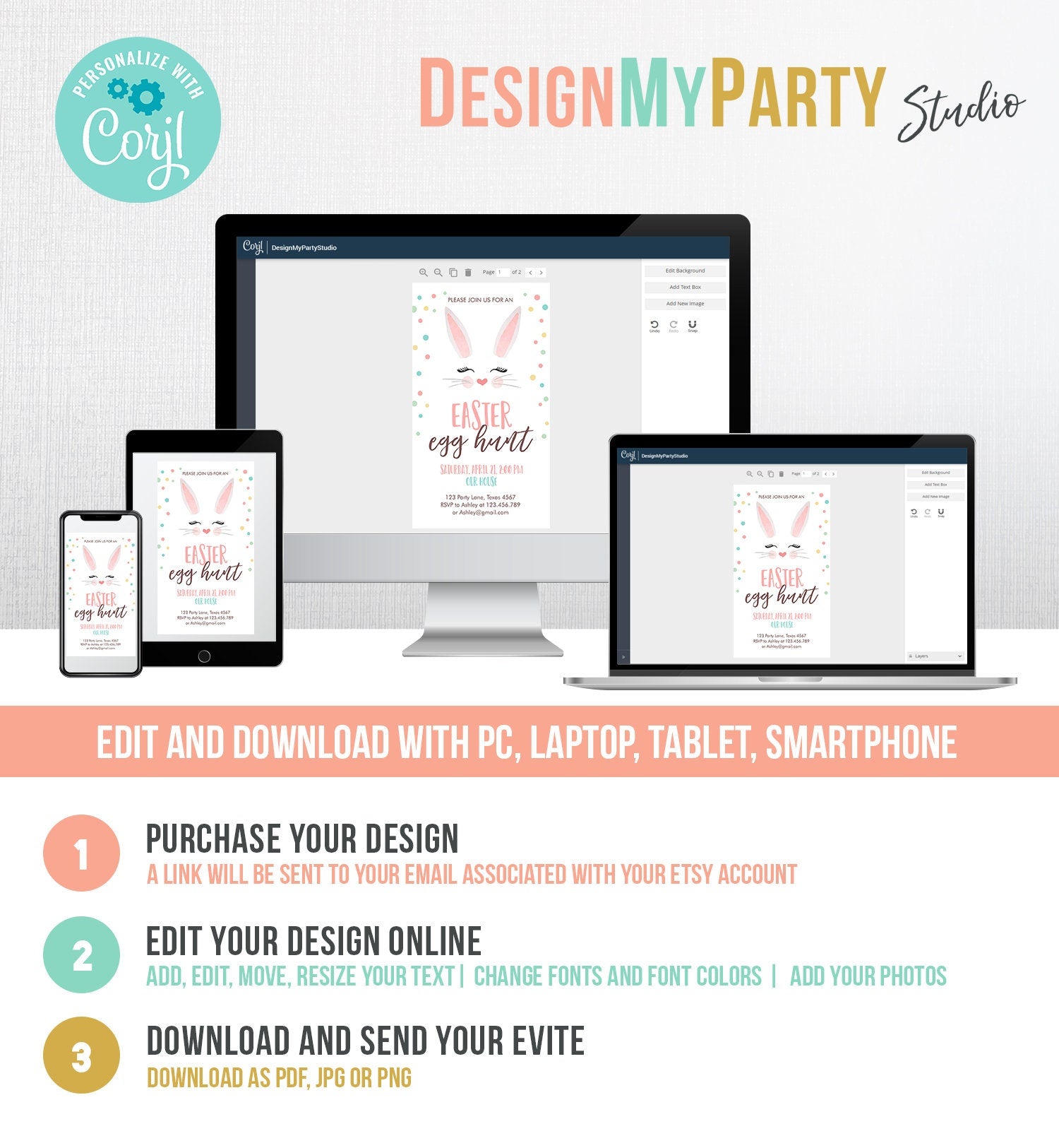 Editable Easter Egg Hunt Evite Easter Bunny Pink Easter Invitation Easter Birthday Spring Text Download Phone Template Corjl Digital 0238