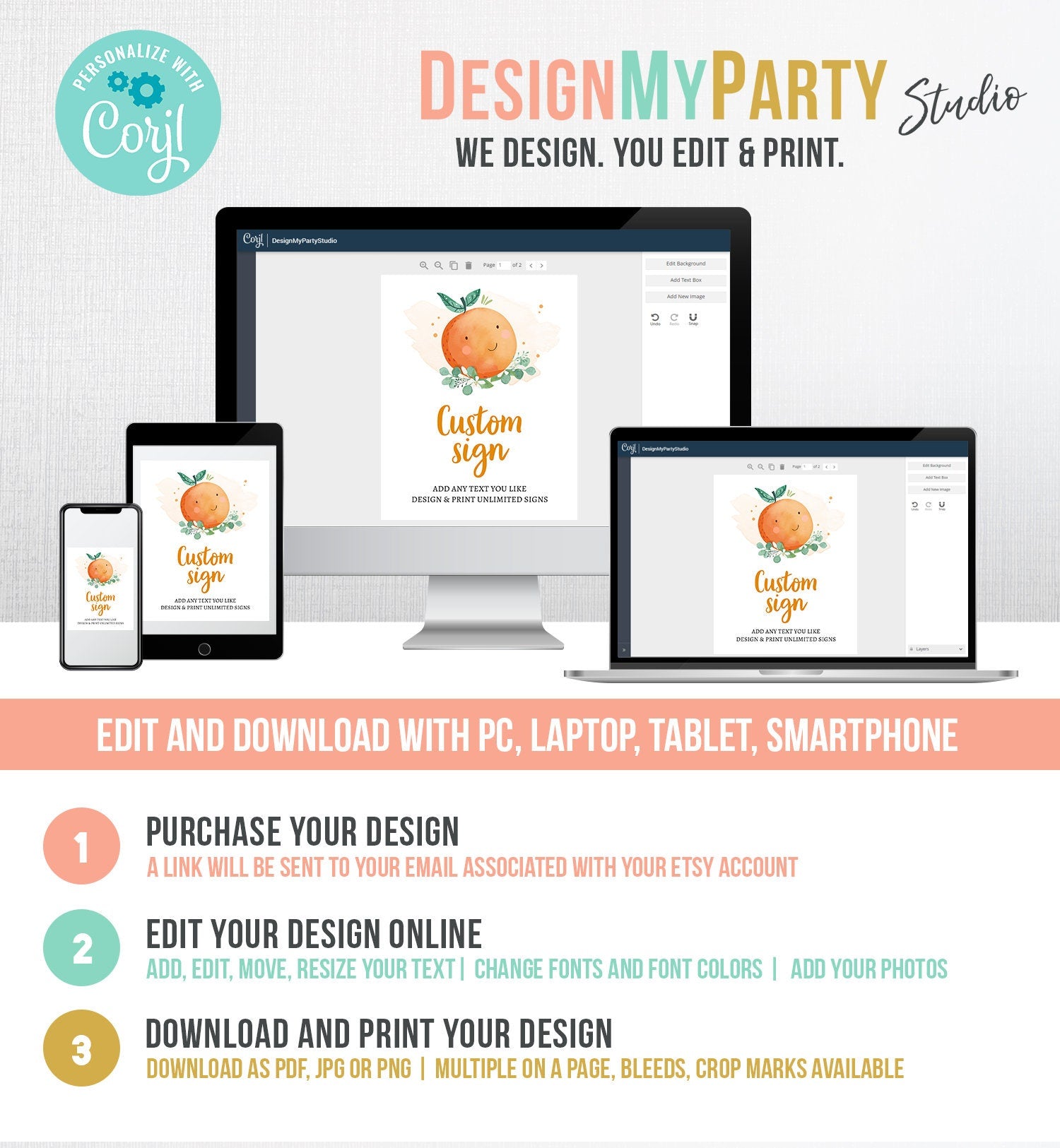 Editable Custom Sign Little Cutie Baby Shower Decor Gender Neutral Clementine Orange Sign Rustic Digital Download Template Printable 0430