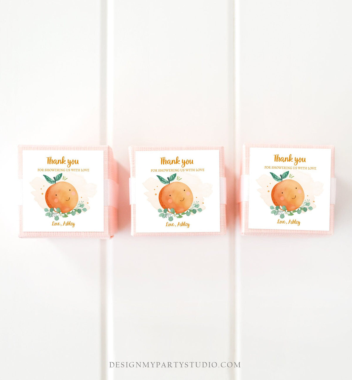 Editable A Little Cutie is on The Way Favor Tag Orange Clementine Baby Shower Cutie Gift Neutral Square Round Template Corjl Printable 0430