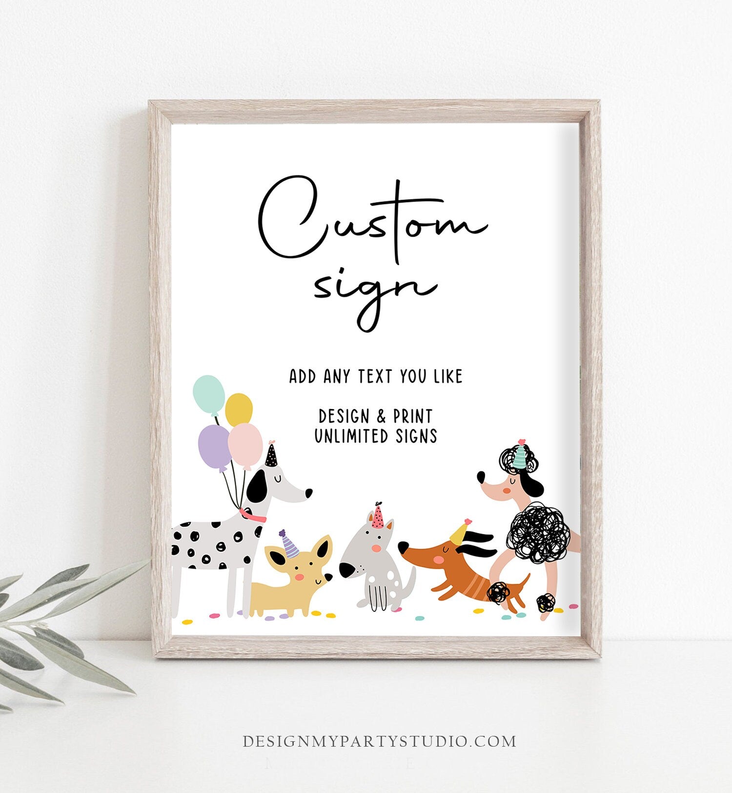 Editable Custom Sign Puppy Birthday Dog Birthday Party Sign Girl Pawty Decor Vet Adopt Table Sign Decoration 8x10 Download Printable 0429
