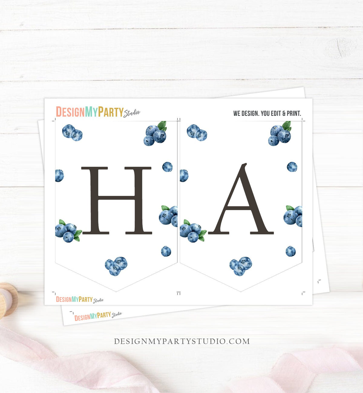 Happy Birthday Banner Blueberry Blueberries Banner Berry First Birthday Girl Boy Decor Berry Sweet 1st Download PRINTABLE DIGITAL DIY 0399