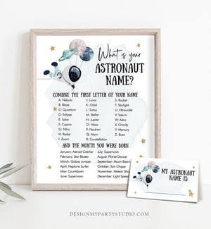 Editable What Is your Astronaut Name Game Outer Space Birthday Galaxy Birthday Gold Activity Boy Rocket Template Printable Corjl 0357 0366