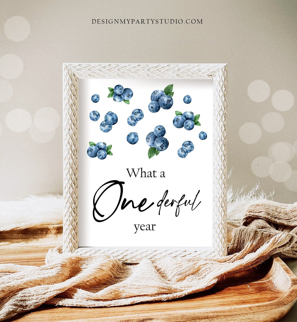 Onederful Year Berry Blueberry Sign First Birthday 1st Birthday Party Sign Berry Sweet Party Berry Farmers Market Digital Printable 0399
