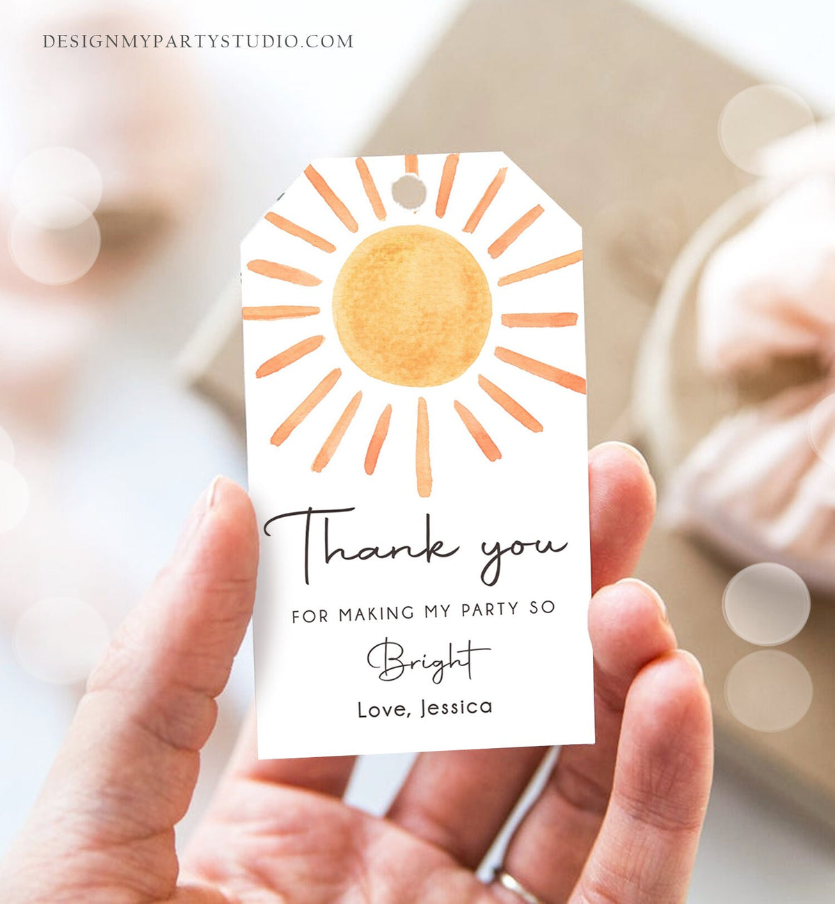 Editable Sunshine Favor Tag Little Sunshine Birthday Thank You Label Girl Trip Around The Sun Boho Summer Digital Template Printable 0431