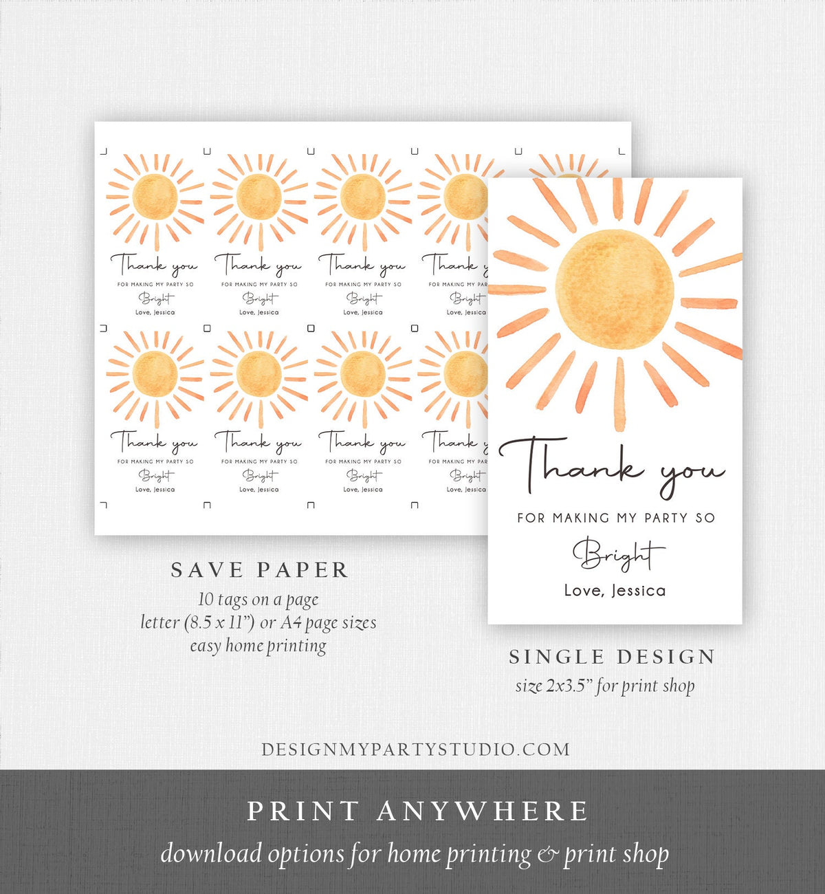 Editable Sunshine Favor Tag Little Sunshine Birthday Thank You Label Girl Trip Around The Sun Boho Summer Digital Template Printable 0431