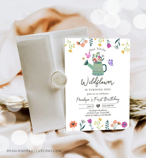 Editable Wildflower First Birthday Invitation 1st Birthday Girl Wild Flower Garden Party Boho Floral Download Corjl Template Printable 0396