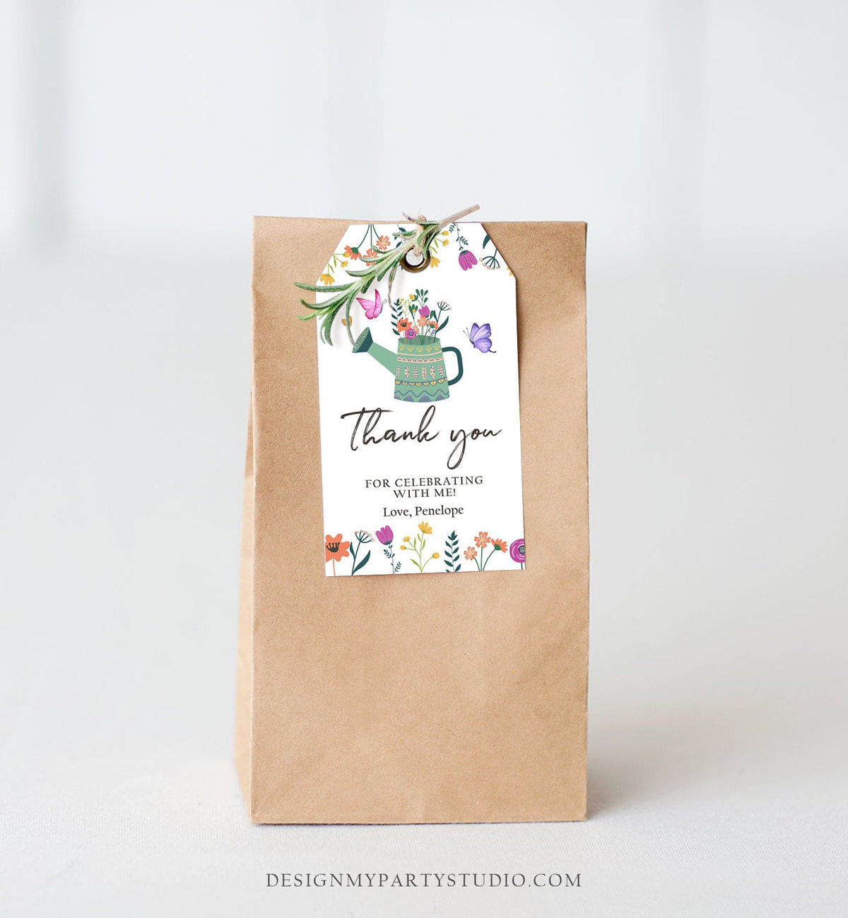 Editable Wildflower Favor Tags Wildflower Thank You Tags Girl 1st Birthday Garden Party Gift Tag Butterfly Boho Digital Corjl Template 0396