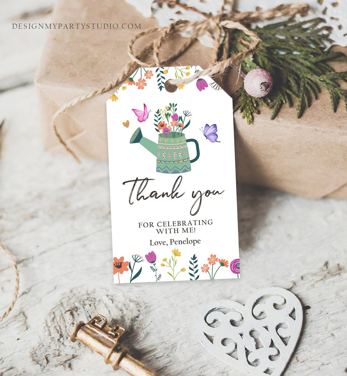 Editable Wildflower Favor Tags Wildflower Thank You Tags Girl 1st Birthday Garden Party Gift Tag Butterfly Boho Digital Corjl Template 0396