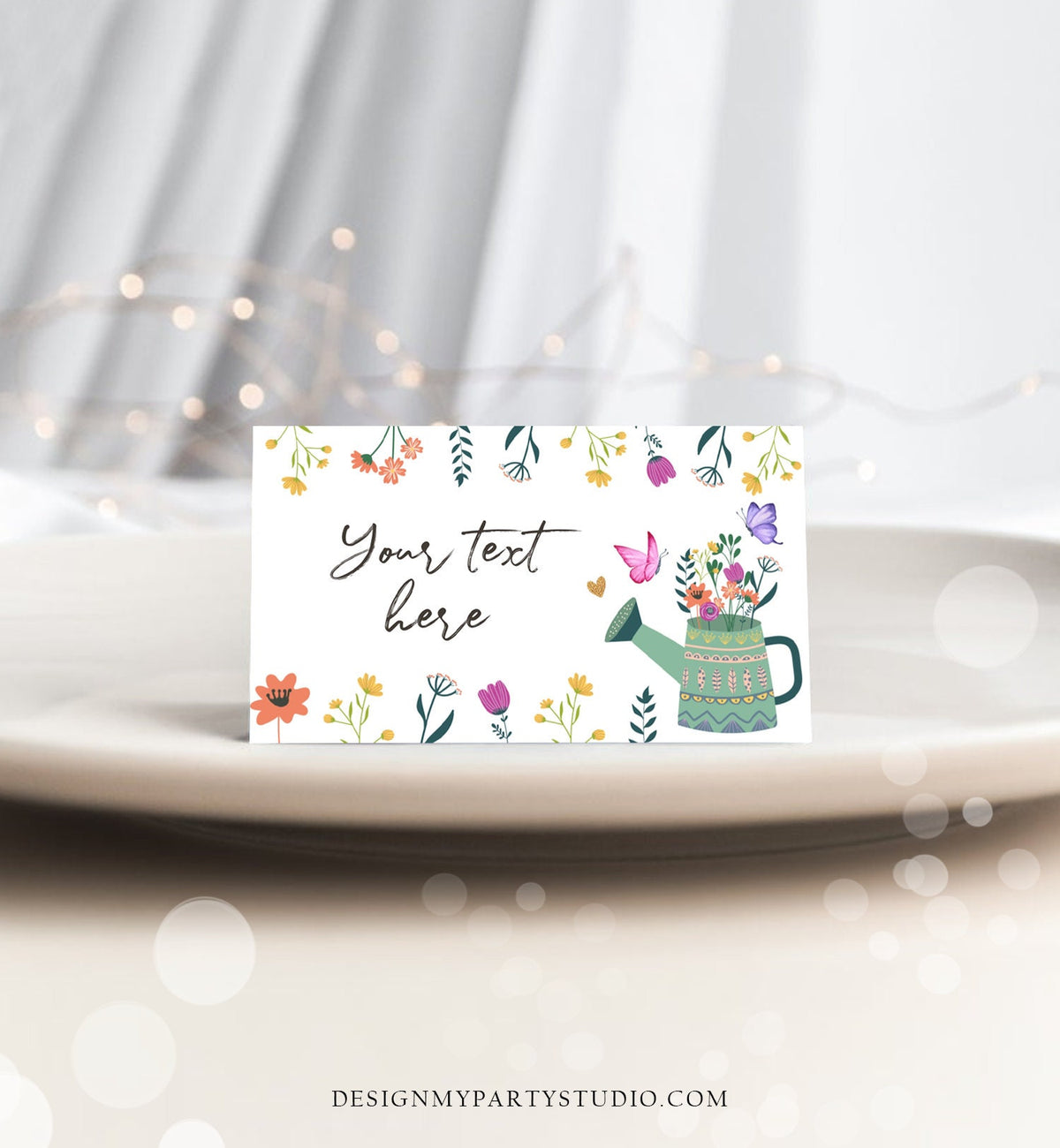 Editable Wildflower Food Label Birthday Tent Card Wildflower Garden Party Floral Place Insert Girl Digital Download Template Printable 0396