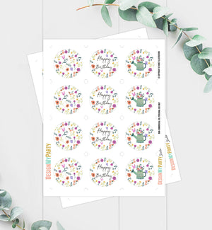 Wildflower First Birthday Cupcake Toppers Favor Tags Floral Wildflower Birthday Party Decor Garden Butterfly Download Digital PRINTABLE 0396