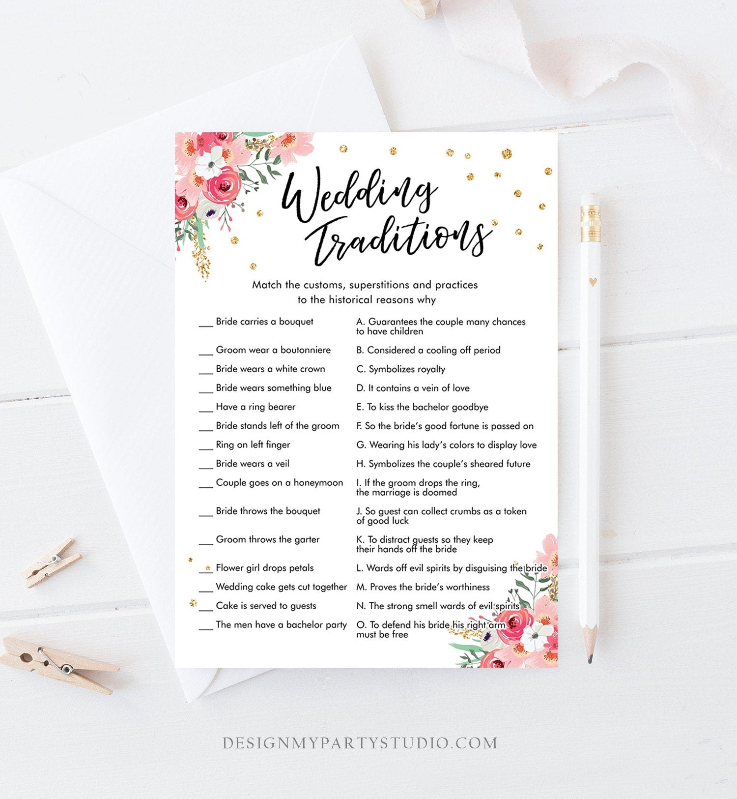 Editable Wedding Traditions Bridal Shower Game Travel Guessing Wedding - Design My Party Studio editable-wedding-traditions-bridal-shower-game-travel-guessing-wedding-design-my-party-studio