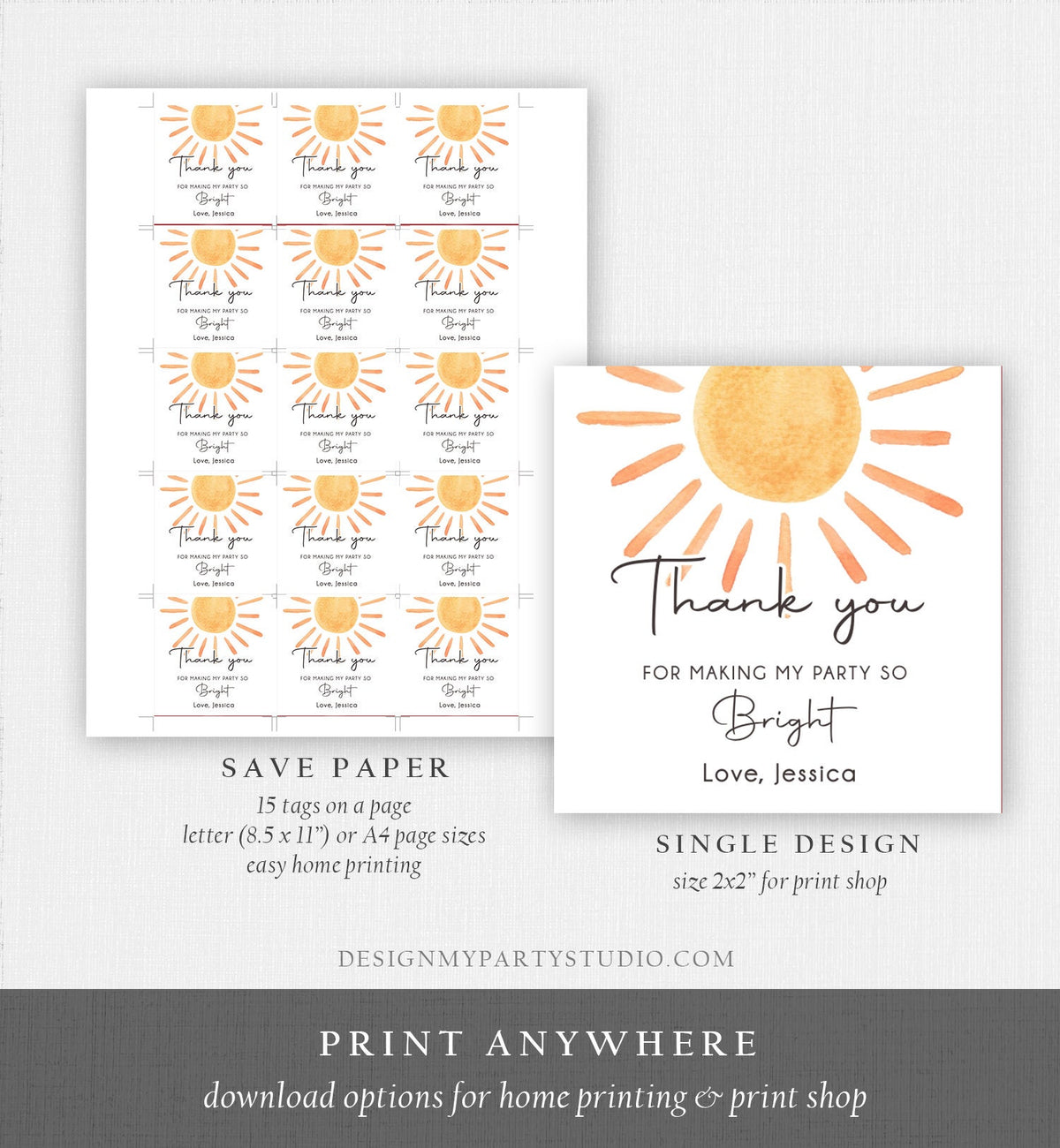 Editable Sunshine Favor tags Little Sunshine Birthday Thank you Sticker Trip Around The Sun Boho You Are Digital Template Printable 0431