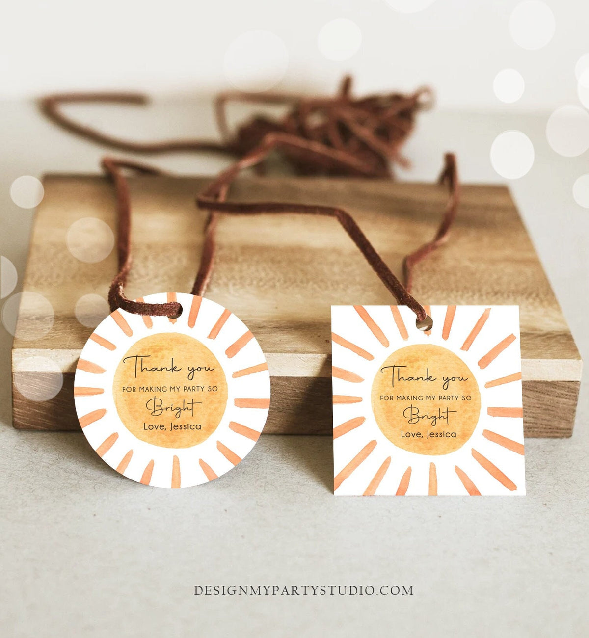 Editable Sunshine Favor tags Little Sunshine Birthday Thank you Sticker Trip Around The Sun Boho Sun Digital Template Printable 0431