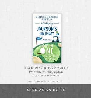 Editable Hole in One Birthday Evite Golf First Birthday Par-tee Golf Invite Boy Golf Download Electronic Phone Template Digital Corjl 0405