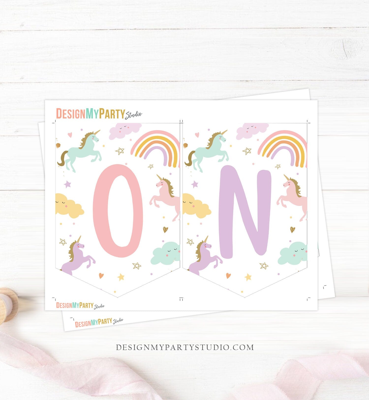 Unicorn High Chair Banner Magical Unicorn Girl 1st First Birthday Pink High Chair Decor ONE Pastel Rainbow Party Digital Printable 0426