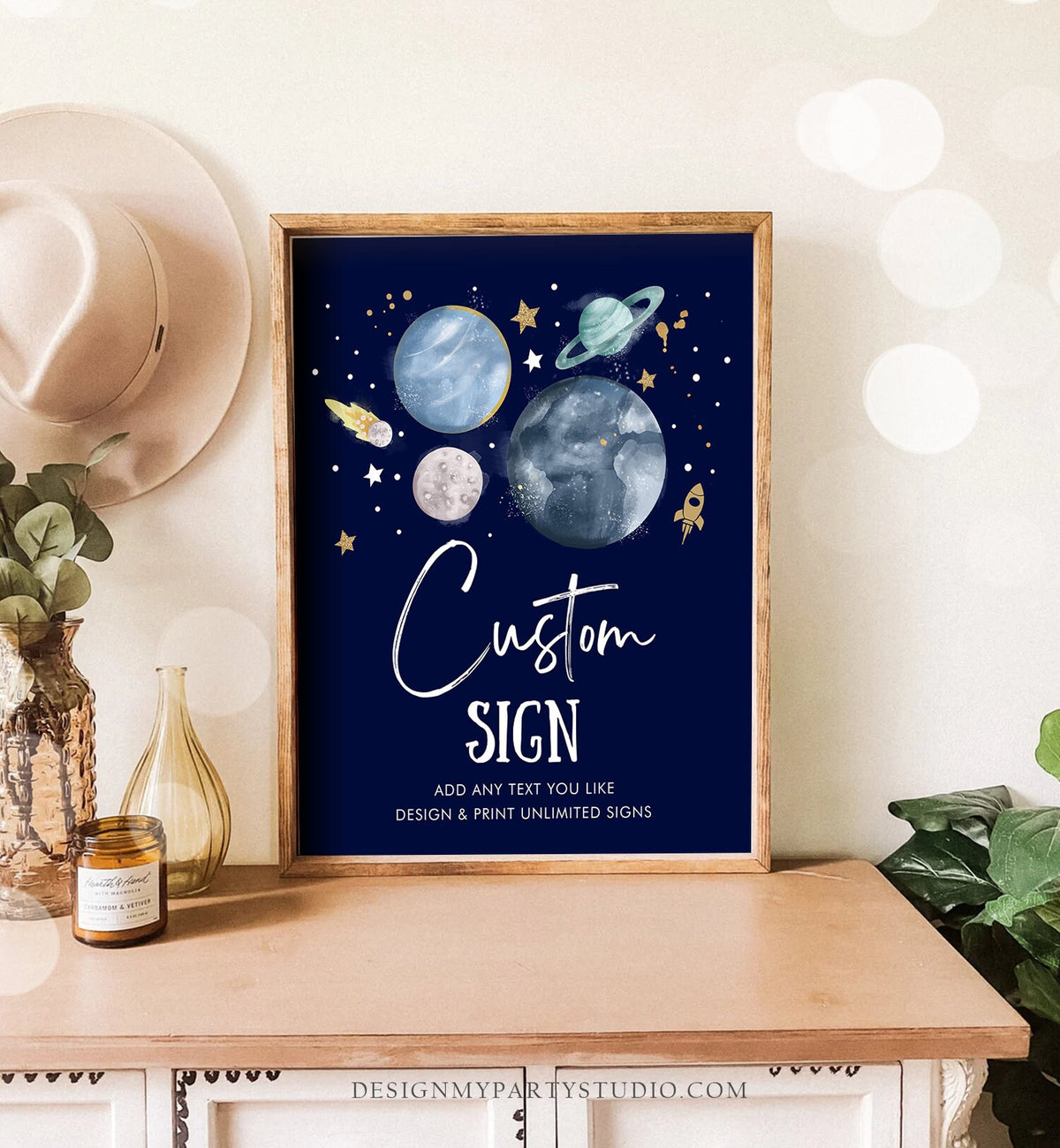Editable Custom Sign Space Birthday Sign Galaxy Birthday Outer Space Party Decor Boy Astronaut Planets 8x10 Instant Download PRINTABLE 0357