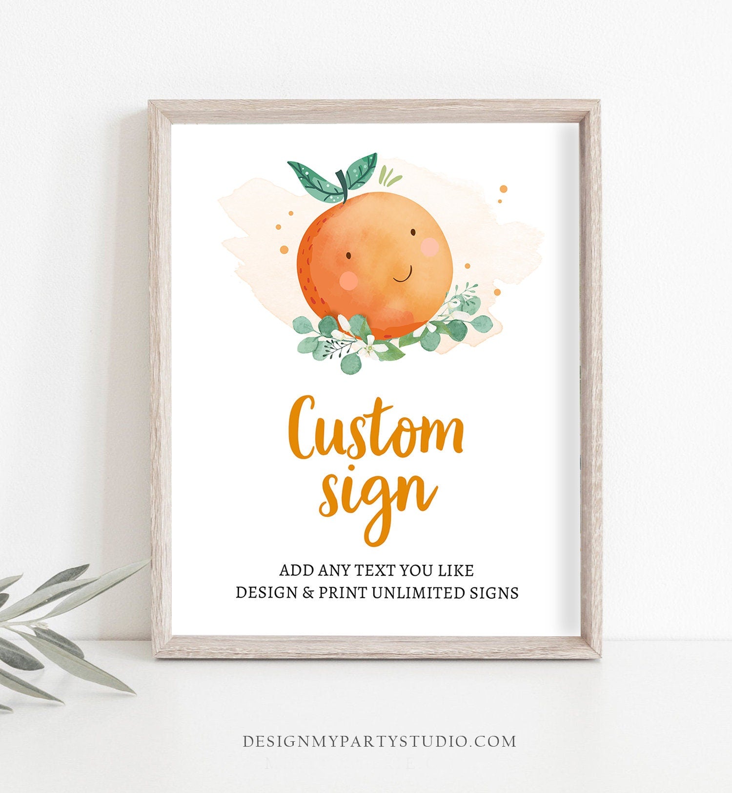 Editable Custom Sign Little Cutie Baby Shower Decor Gender Neutral Clementine Orange Sign Rustic Digital Download Template Printable 0430