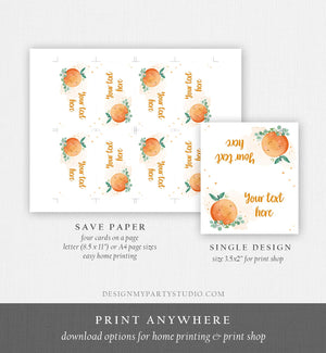 Editable Little Cutie Food Labels Cutie Place Card Tent Card Folded Cutie Baby Shower Decor Clementine Orange Printable Corjl Template 0430