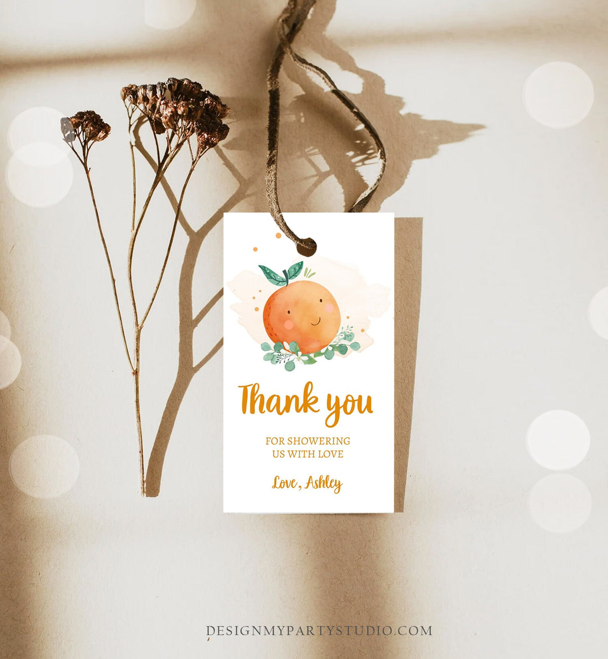 Editable A Little Cutie is on The Way Favor Tag Orange Clementine Baby Shower Cutie Gift Tag Neutral Download Template Printable 0430
