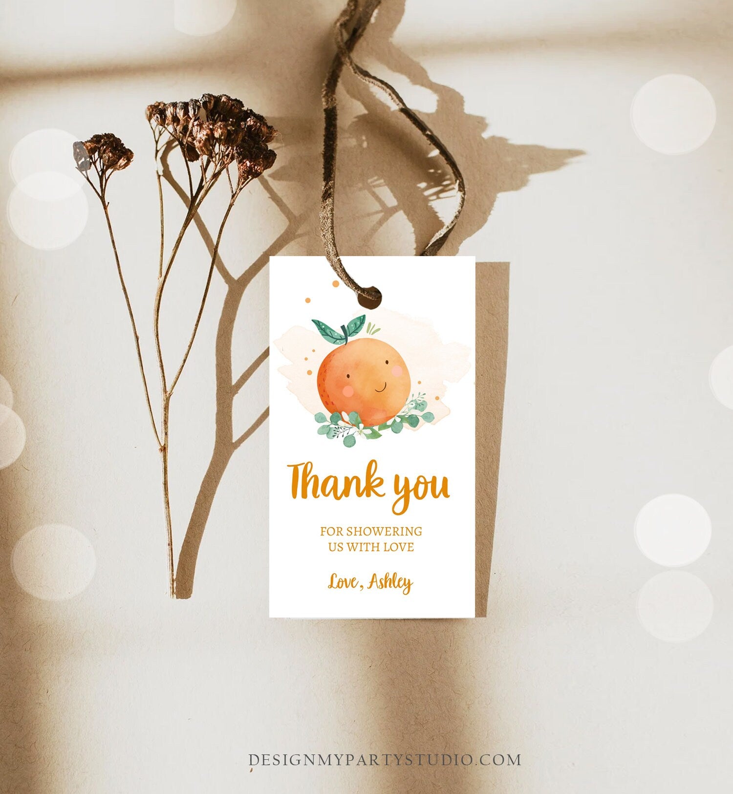 Editable A Little Cutie is on The Way Favor Tag Orange Clementine Baby Shower Cutie Gift Tag Neutral Download Template Printable 0430