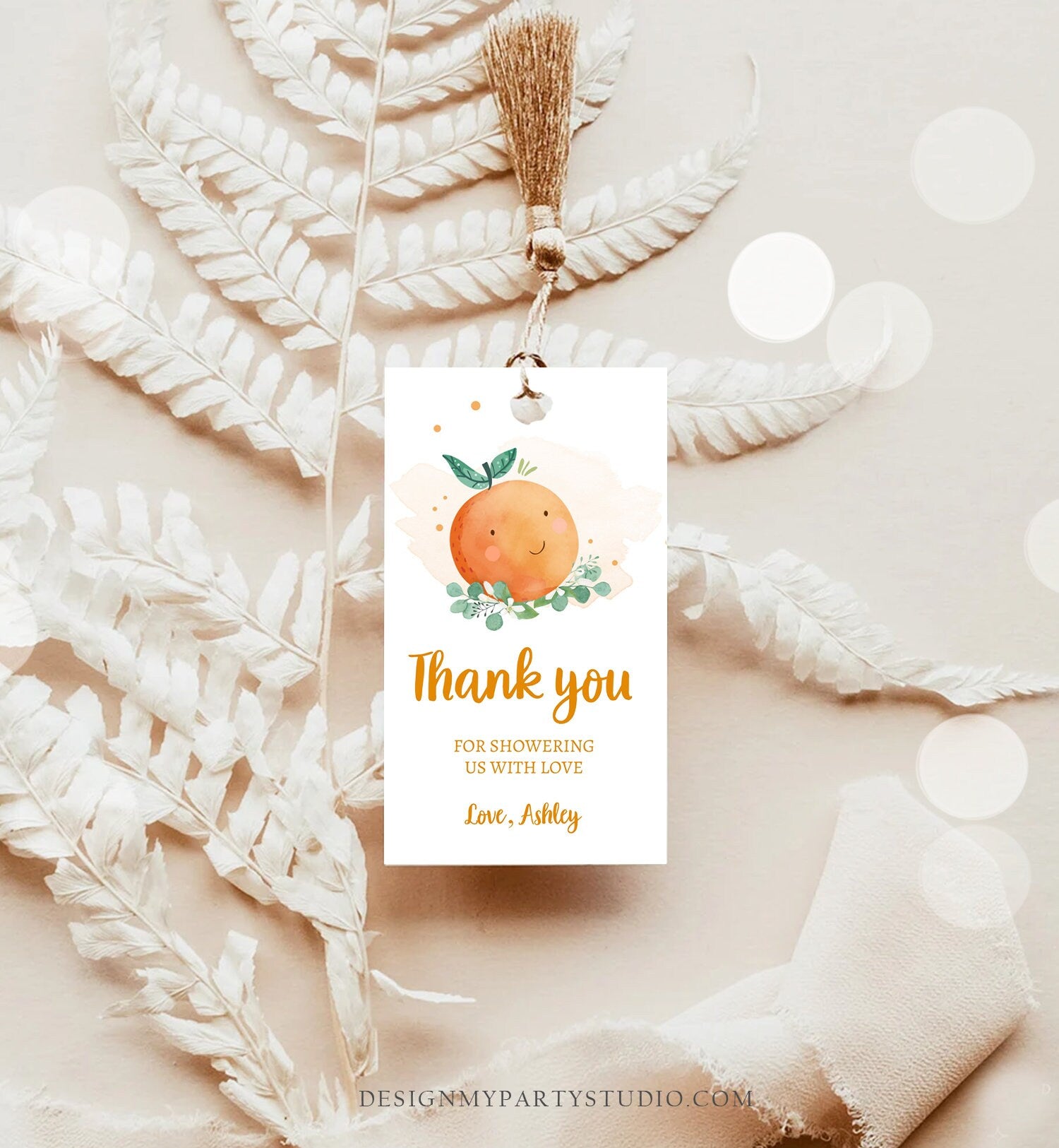 Editable A Little Cutie is on The Way Favor Tag Orange Clementine Baby Shower Cutie Gift Tag Neutral Printable Template Corjl PRINTABLE 0430