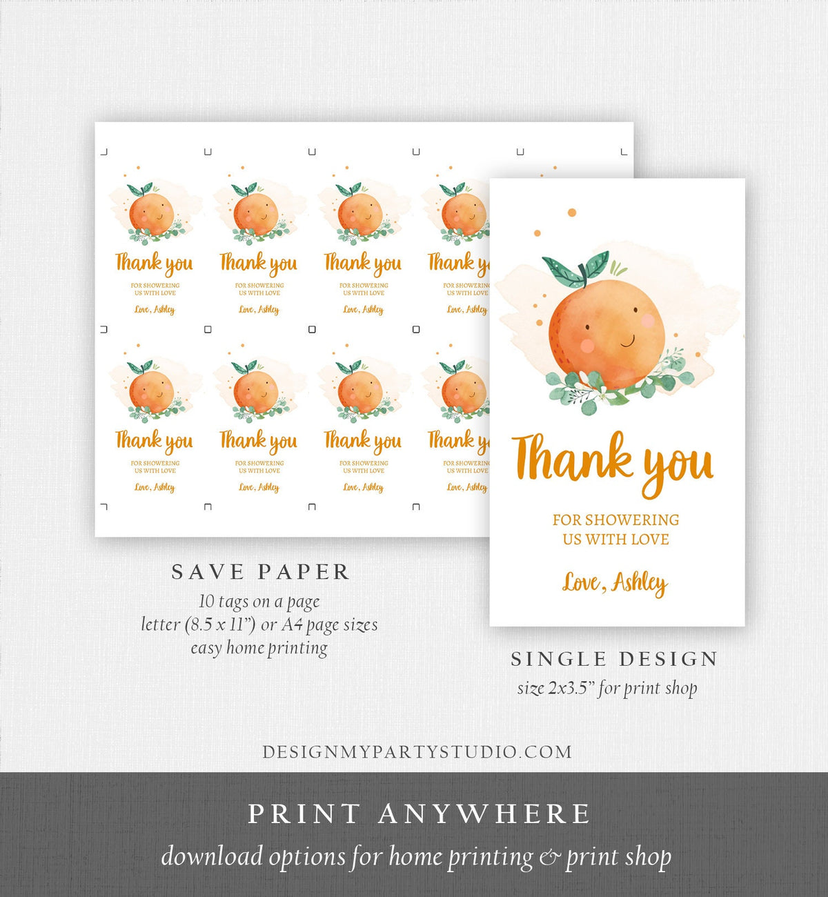 Editable A Little Cutie is on The Way Favor Tag Orange Clementine Baby Shower Cutie Gift Tag Neutral Download Template Printable 0430