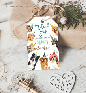 Editable Puppy Favor tags Puppy Dog Birthday Thank you tag Boy Puppies Pup Pet Vet Animal Doggy Shelter Template PRINTABLE Corjl 0384