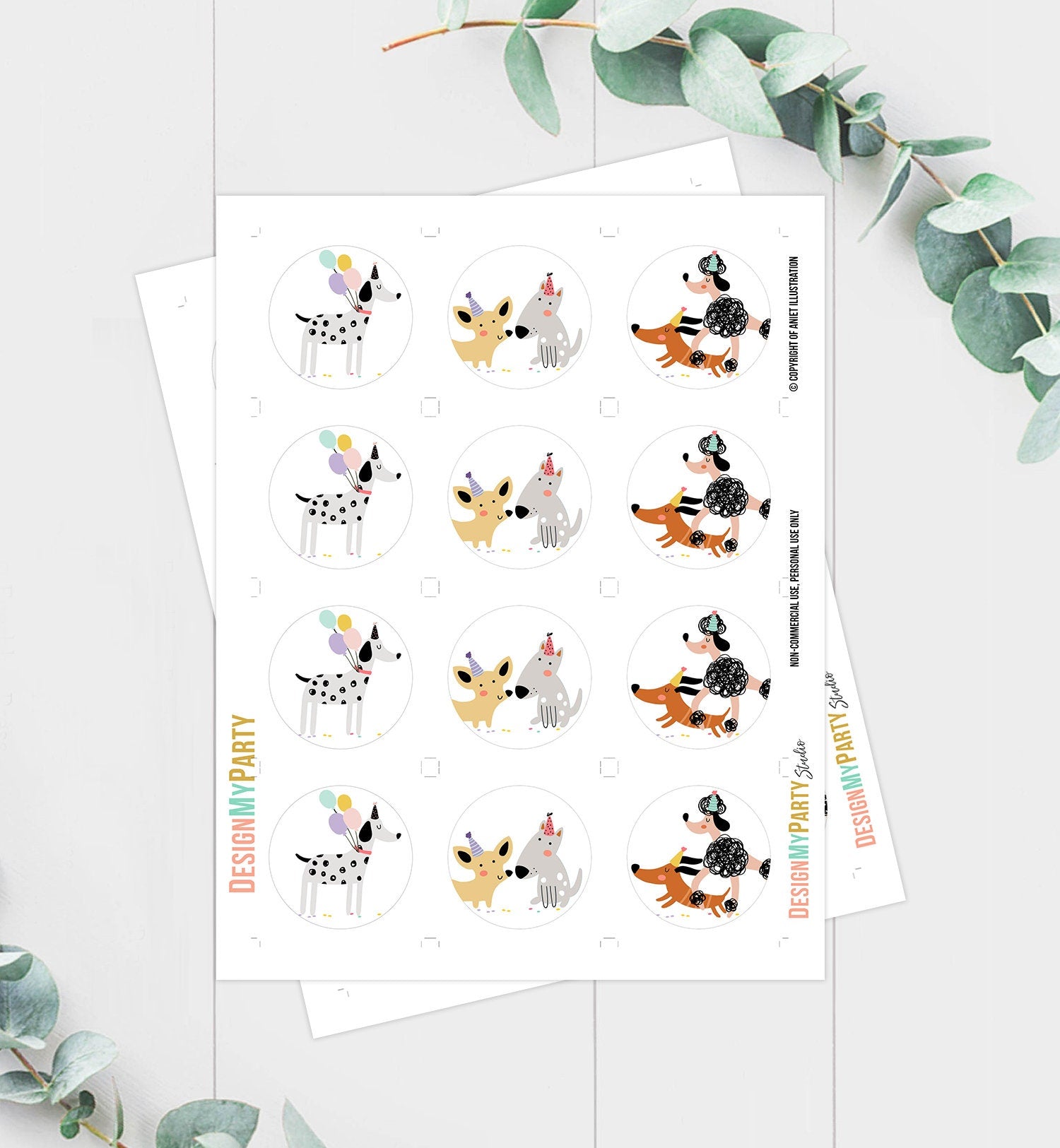 Puppy Dog Cupcake Toppers Puppy Favor Tags Puppy Birthday Dog Pink Girl Pet Birthday Party Pup Puppies Decor Digital Download Printable 0429