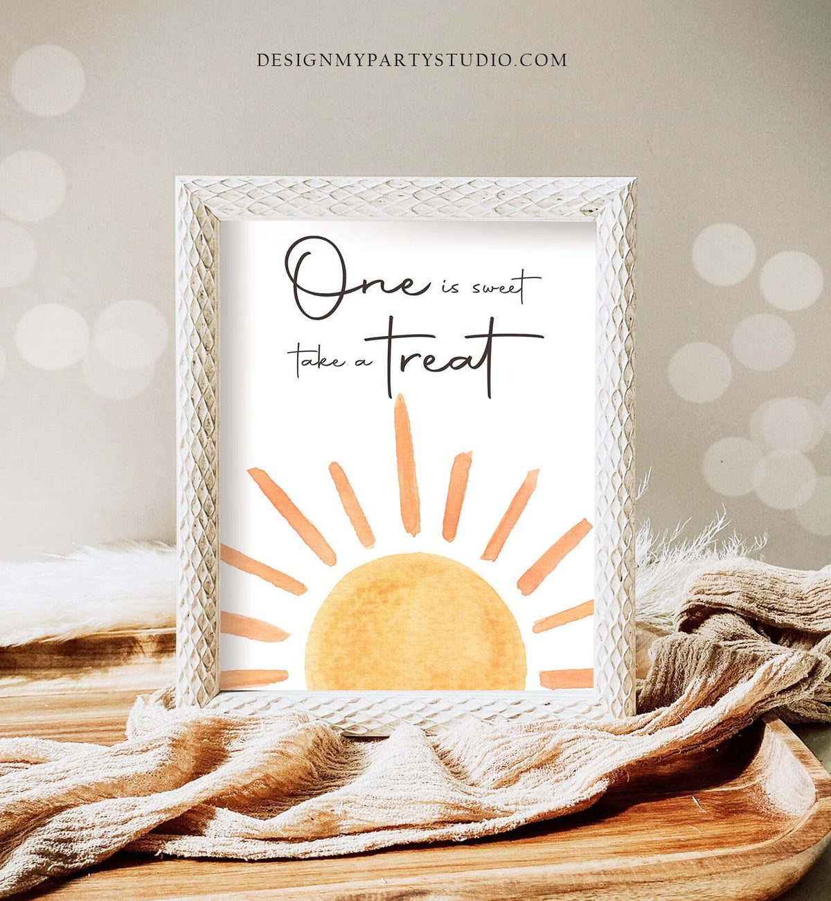 Sunshine Birthday Party One is Sweet Sign First Trip Around the Sun Birthday Party Decor Boho Sunshine Take a Treat Download Printable 0431