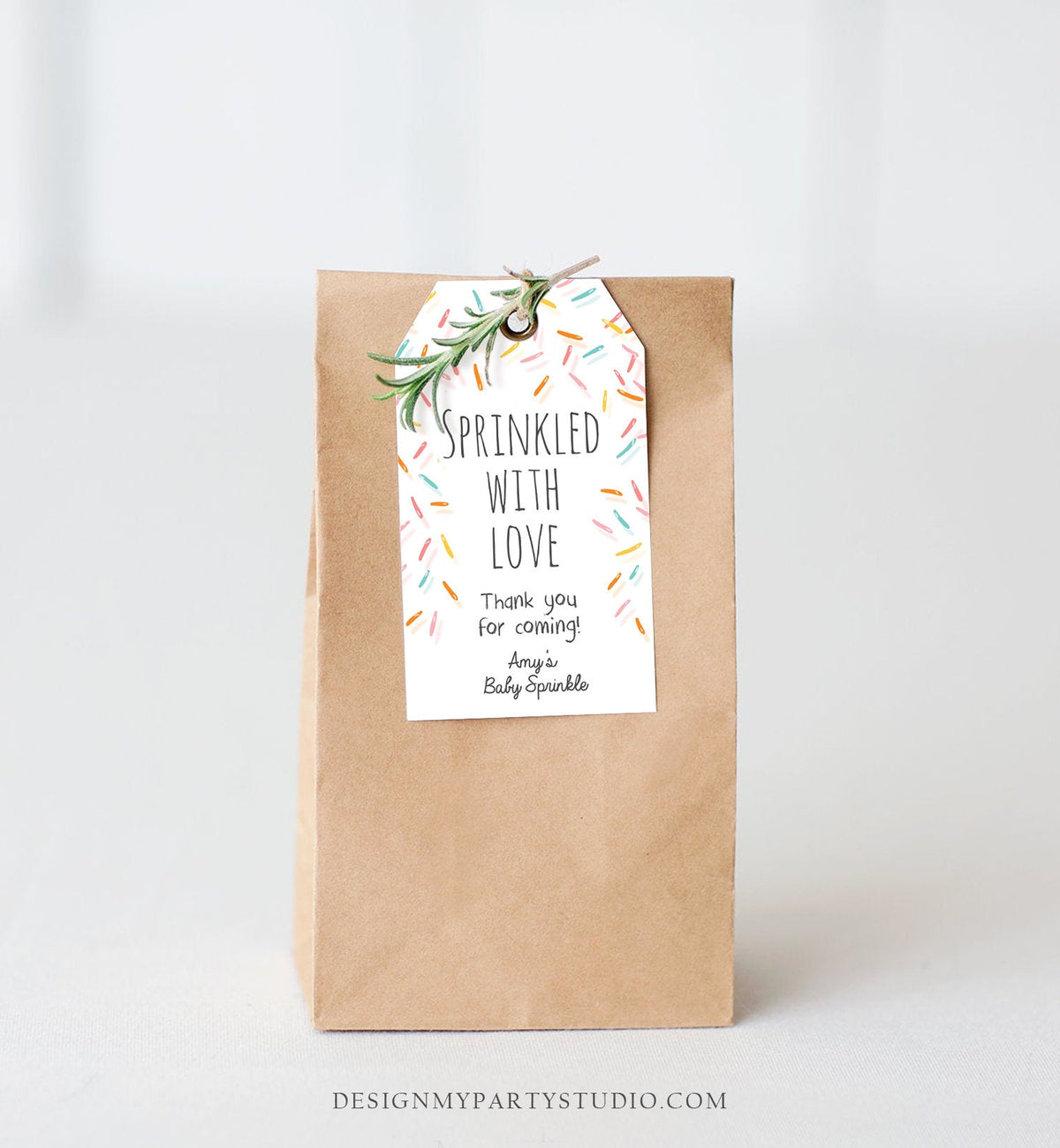 Editable Sprinkled With Love Favor Tags Baby Sprinkle Thank you Label Shower Gift tags Coed Gender Neutral Template Corjl PRINTABLE 0216
