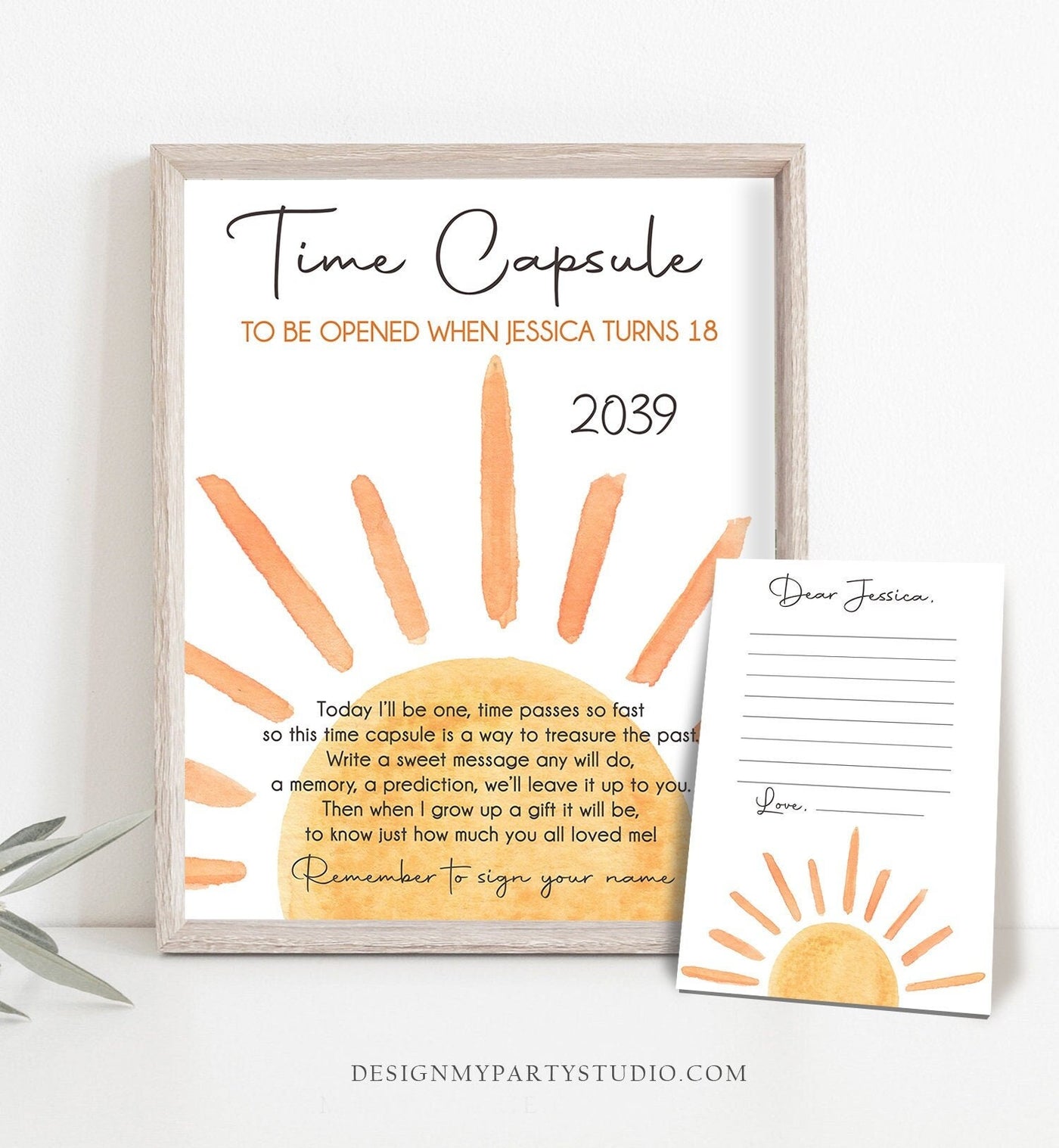 Editable Sun Time Capsule Boho Sun First Birthday Party Sunshine Birth ...