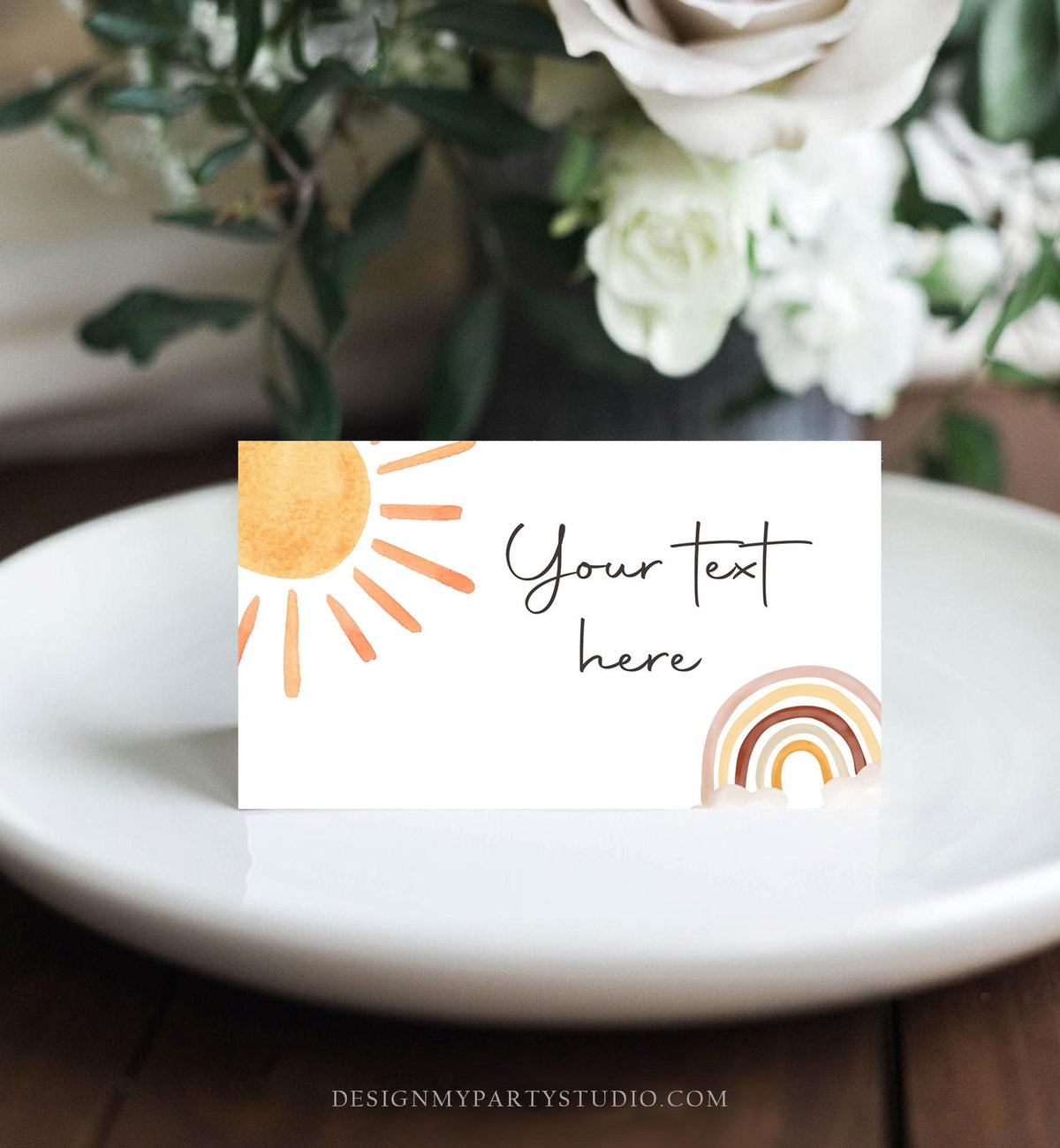 Editable Food Labels Sun Birthday Boho Sun Food Labels Place Card Tent Card 1st Trip Around the Sun 1st Sunshine Template Printable 0431