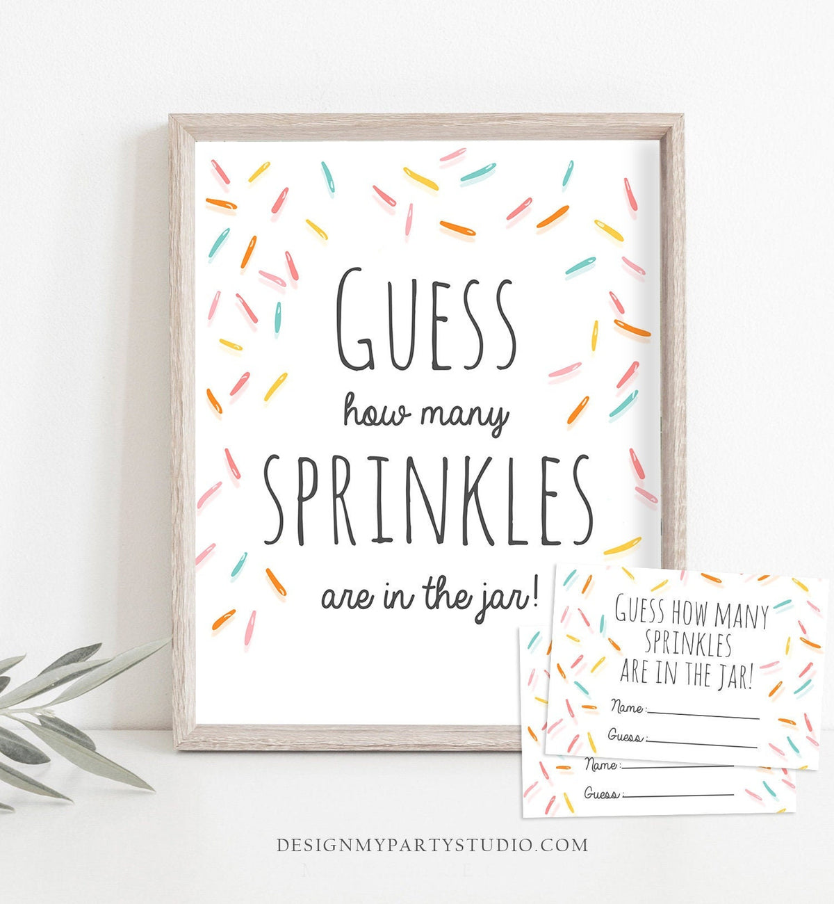 Game Guess How Many Sprinkles Are in the Jar Sprinkle Baby Shower Guessing Game Activity Sweet Candy Rainbow Instant Download Printable 0216