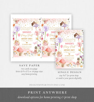 Editable Fairy First Birthday Invitation Fairy Garden Birthday Fairy Forest Girl 1st Birthday Magical Download Printable Template Corjl 0406