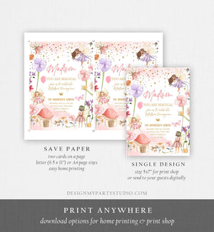 Editable Fairy Birthday Invitation Fairy Garden Birthday Fairy Forest Girls 1st Birthday Magical Download Printable Template Corjl 0406