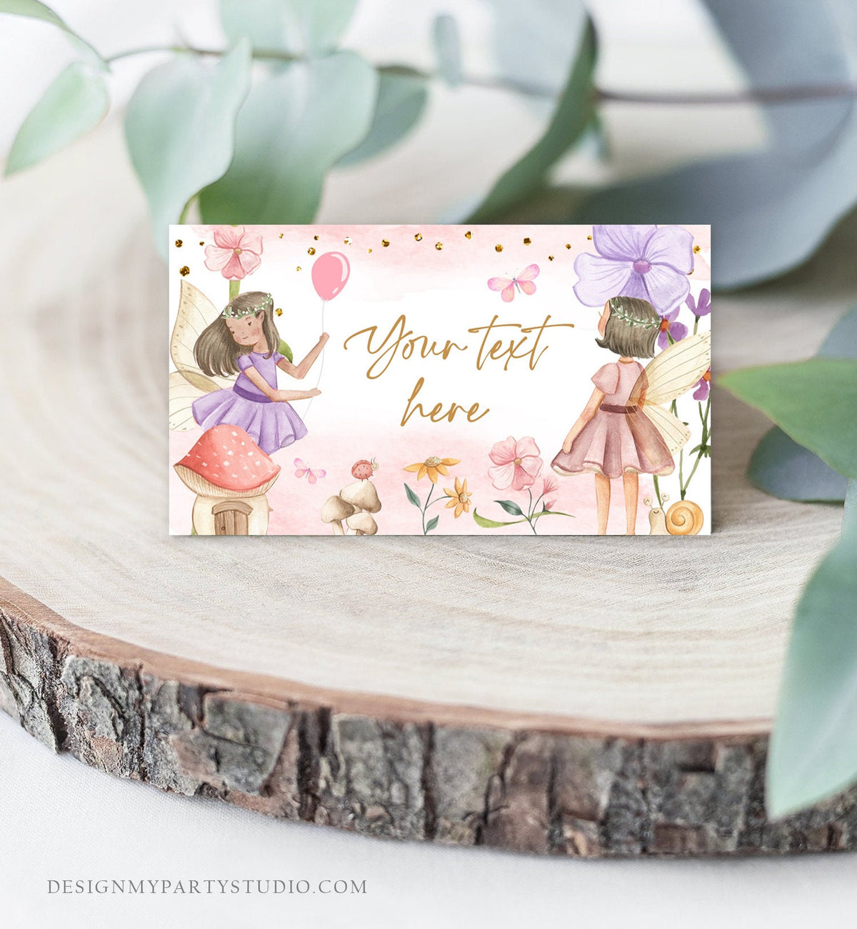 Editable Fairy Garden Food Label Fairy Birthday Place Tent Pink Purple Magical Fairy Forest Girl Digital Download Template Printable 0406