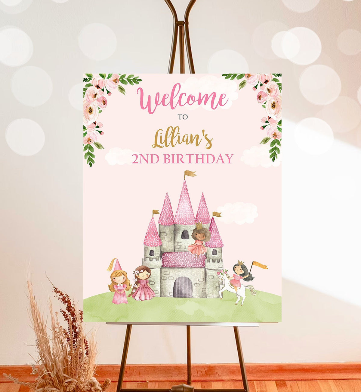 Welcome Princesses Editable Princess Birthday Welcome Sign Girl Royal Castle Birthday Sig ...