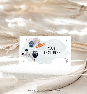 Editable Food Labels Outer Space Astronaut Birthday Galaxy Food Labels Place Card Tent Card Escort Card Orange Silver Corjl Template 0366