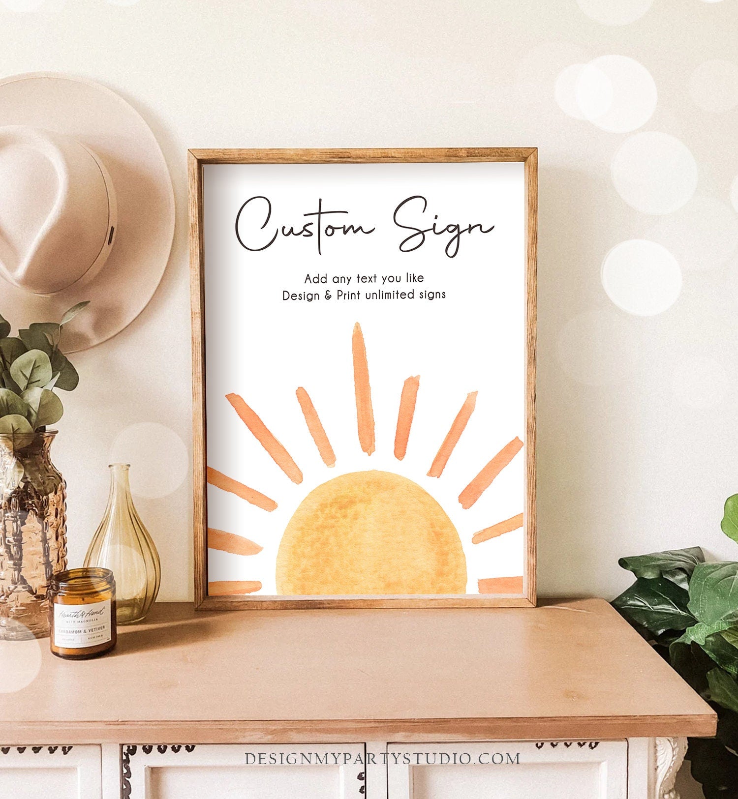 Editable Custom Sign Sun Sign Sun Birthday Decorations First Trip Around the Sun Party Sunshine Party Digital Template Printable 0431