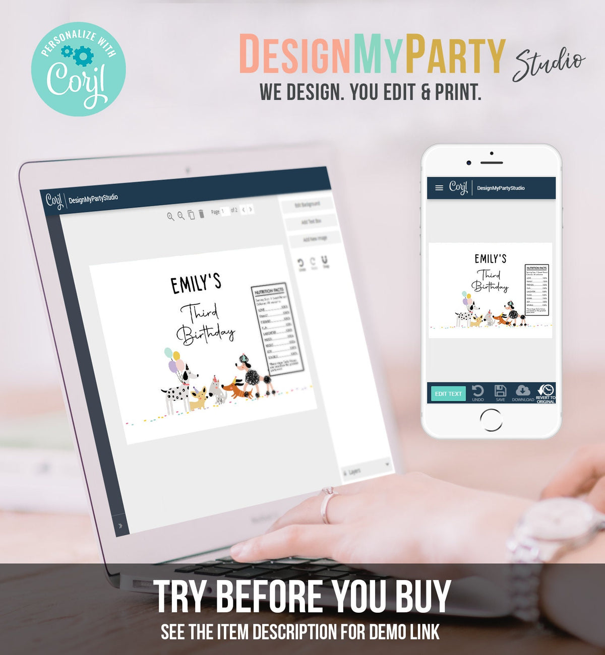 Editable Dog Chip Bag Puppy Party Decor Girl Pawty Birthday Party Snack Favors Potatoes Pet Doggy Digital Download Template Printable 0429