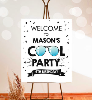 Editable Cool Birthday Party Welcome Sign Boy Birthday I'm This Many Pilot Sunglasses Digital Download Corjl Template Printable 0136