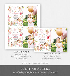 Editable Fairy Princess Birthday Invitation Girl Pink Floral Fairy Party Whimsical Garden Download Printable Template Corjl Digital 0406