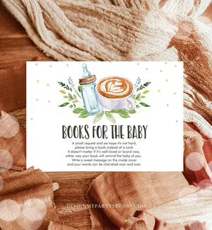 Editable Books for Baby Card Bring a Book Card Coffee Baby is Brewing Baby shower Book insert Book Request Template Corjl PRINTABLE 0190