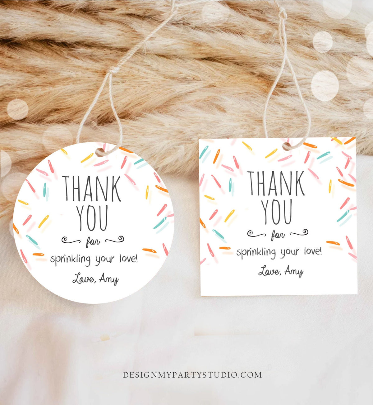 Editable Baby Sprinkle Favor Tags Baby Sprinkle Thank you Label Shower Gift Stickers Gender Neutral Confetti Template Corjl PRINTABLE 0216