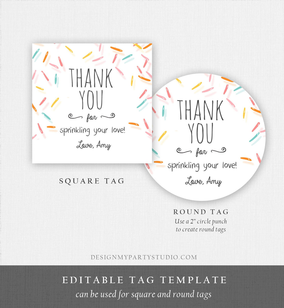 Editable Baby Sprinkle Favor Tags Baby Sprinkle Thank you Label Shower Gift Stickers Gender Neutral Confetti Template Corjl PRINTABLE 0216