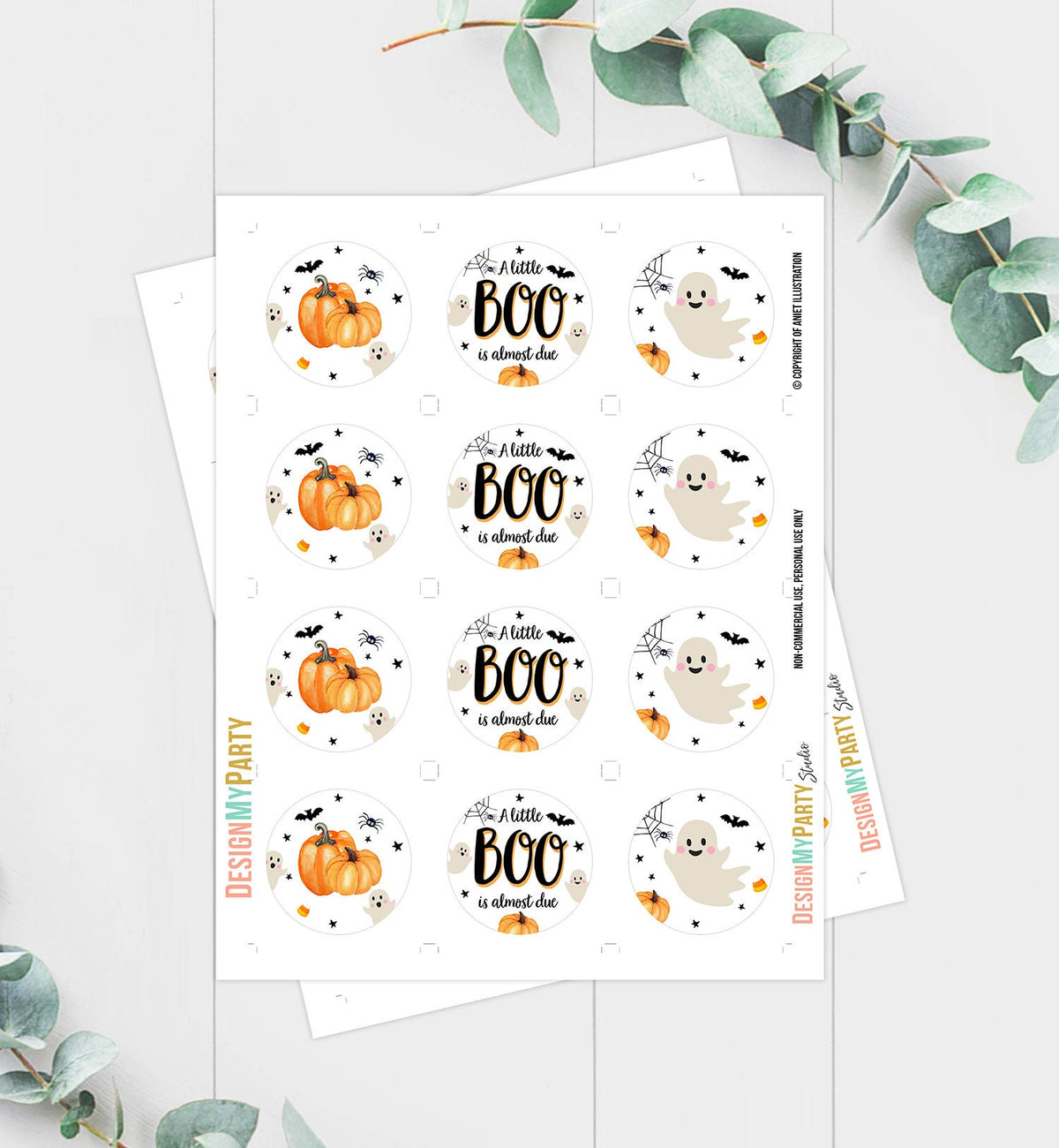 Little Boo Baby Shower Cupcake Toppers Favor Tags Halloween Baby Shower Ghost Party Decor Shower Neutral Digital Download Printable 0418