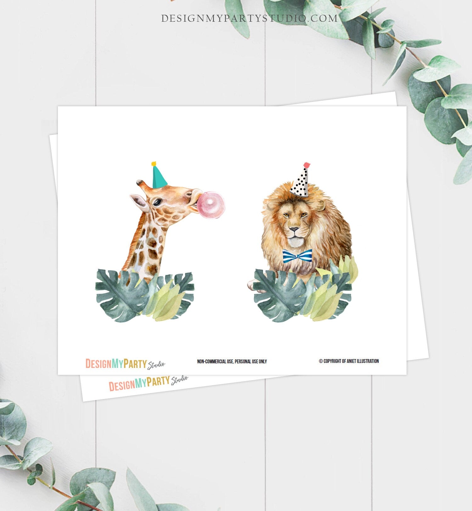 Printable Party Animals Centerpieces Safari Animals Birthday Party Jungle Cake Topper Table Decor Zoo Wild One Decorations DIY Digital 0417